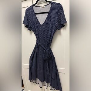 Chris & Carol Navy Polka Dot Midi Dress